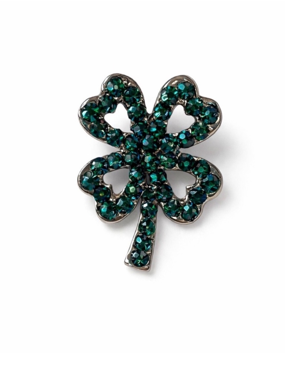 ⚜️ Clovér Elegant Brooch With Green Crystals🍀❤️‍🔥